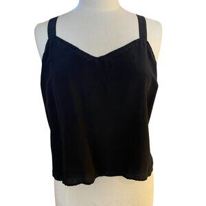 Vintage Worthington 100% Silk Tank Top Black Cami Sweetheart Neck Sz 16